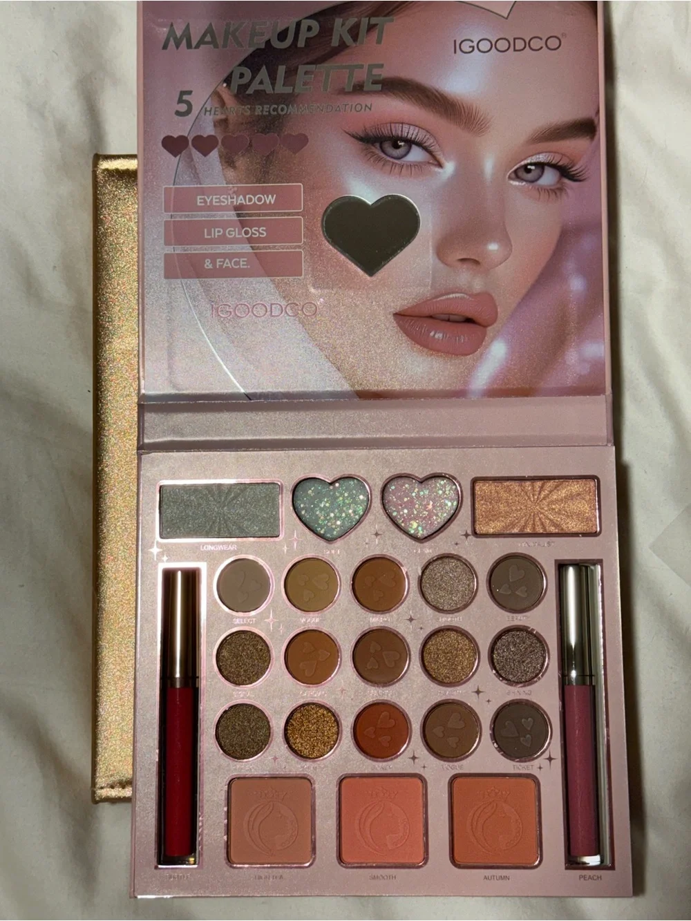 Pink Eyeshadow & Lip Gloss Kit - 5-Pan Pink Palette
